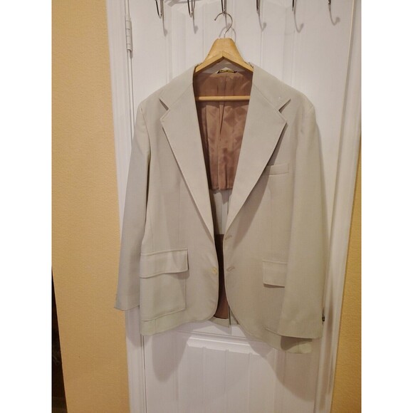 Haggar MEN'S Coat Mens SIZE 46 Light Beige Cream BLAZER made in USA